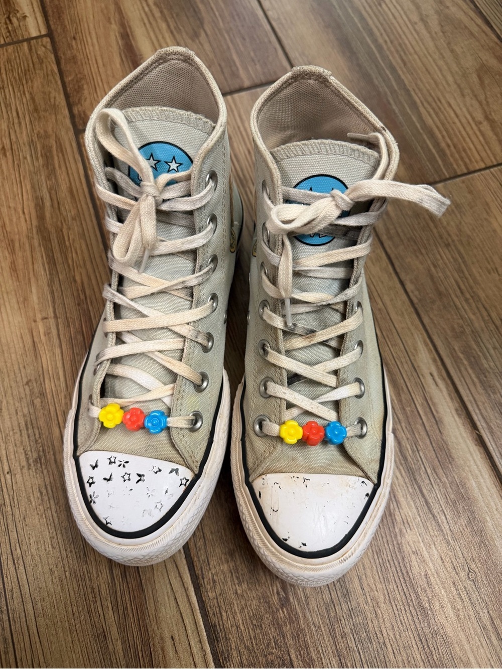 Converse Lift Platform Smiles Floral High Tops Women’s 6.5 🌼 - Picture 2 of 12